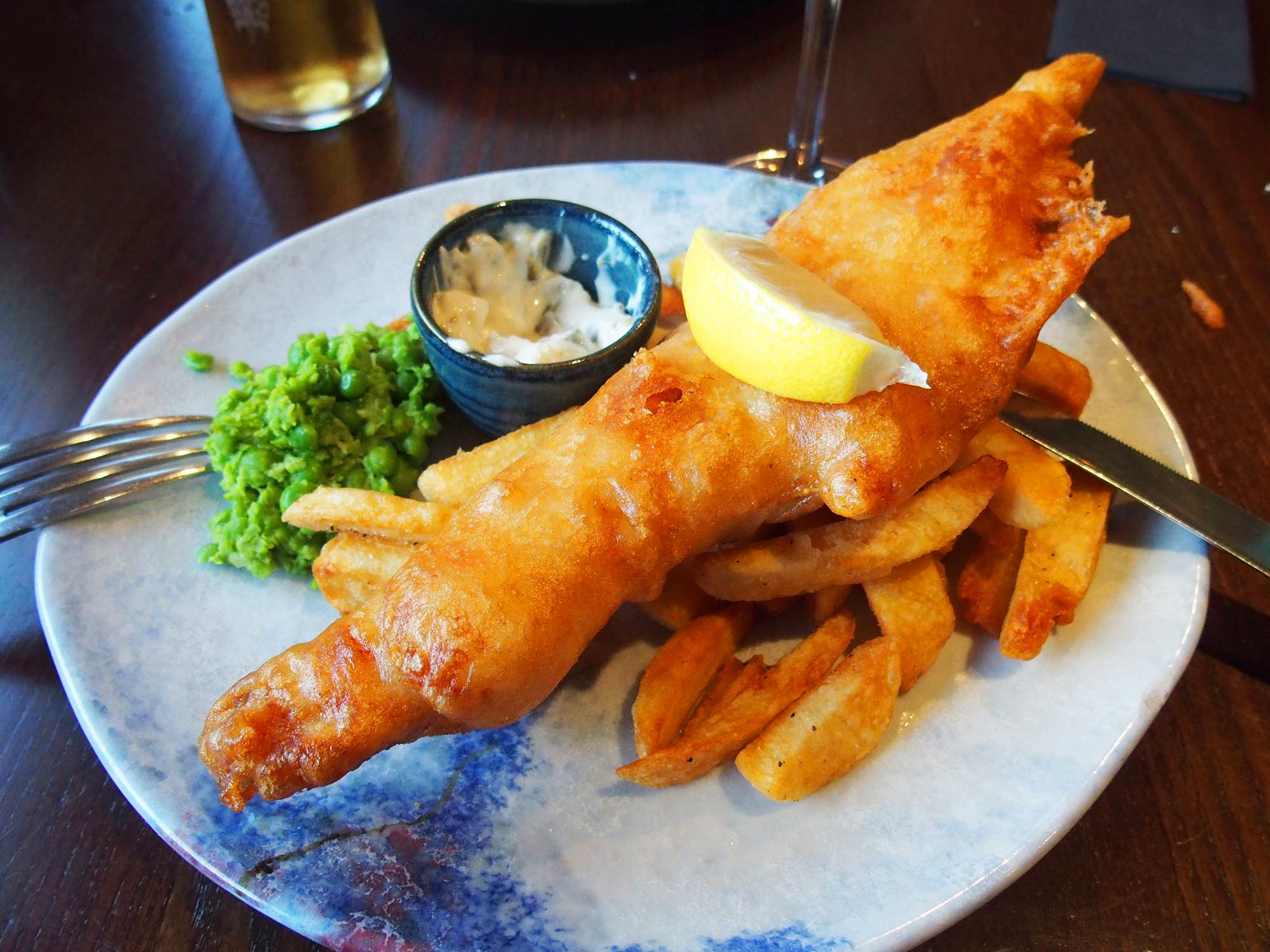 Enjoy seafood at our Portree Restaurant fish and chips haddock Tianvaig Restaurant