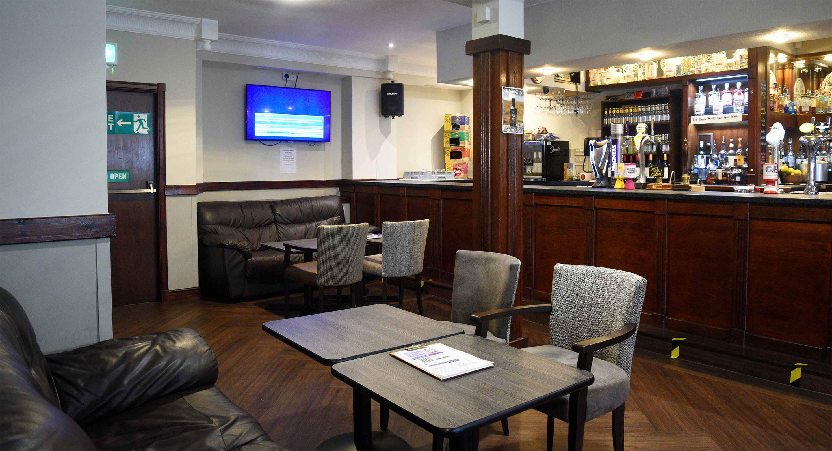 Macnabs Bar in Portree sells local food and drink and also shows live sport such as football rugby and cricket